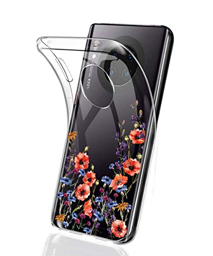Huawei P30 lite Case Transparent,Oihxse Kompatibel mit Huawei P30 lite/Nova 4e Silikon Hülle mit Blume Motiv Ultra Dünn Durchsichtige Case 360 Grad Schützen,Schutzhülle Slim Stoßfest TPU Bumper (A4) von Oihxse
