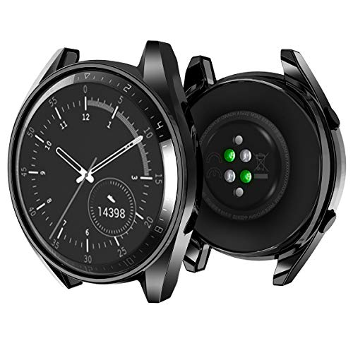 Oihxse Case Kompatibel mit Huawei Watch GT Schutzhülle (46mm/42mm,46mm),Soft TPU Silikon Kratzfest Stoßfestes Schutzhülle Schale Hülle für Huawei GT Watch Durchsichtig (Schwarz,46mm) von Oihxse