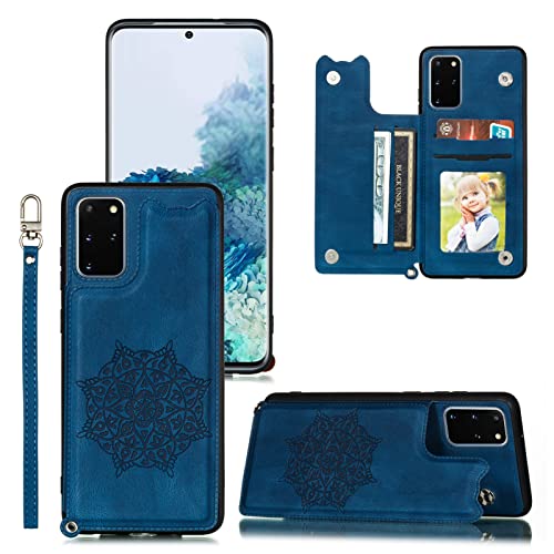 Oihxse Handyhülle Kompatibel mit Samsung Galaxy Note 10 Lite mit Magnet Verschluss Card Slots Ständer Schutzhülle PU Leder Kartenfächer Geldbörse Ledertasche Mandala Pattern Wallet Hülle - Blau von Oihxse