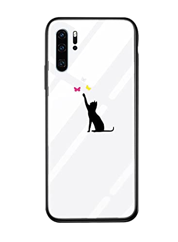 Oihxse Hülle Handyhülle Kompatibel für iPhone X/XS, Gehärtetes Glas Schutzhülle mit Motiv Weiche Silikon TPU Rahmen Mode Muster Kratzfest Stoßfest Case Cover - Katze von Oihxse