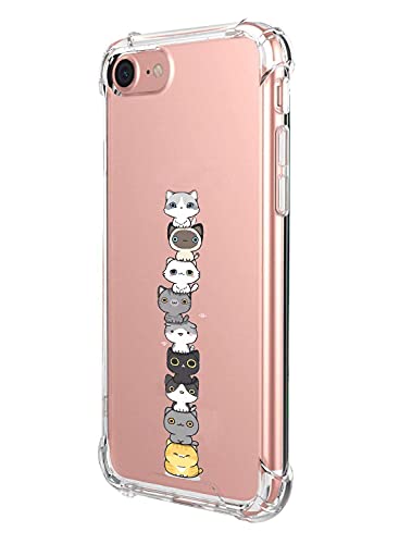 Oihxse Hülle Luftkissen Handyhülle Kompatibel für iPhone 6 / 6S, Weiche Silikon Cover Transparent Stoßfest TPU Case Bumper mit Muster Durchsichtige Schutzhülle - Kätzchen von Oihxse