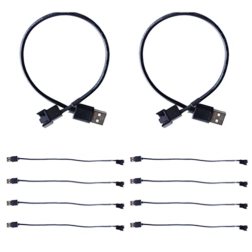 Oikabio 10 x Adapterkabel für Ventilator, USB auf 4, Adapter, Netzkabel, für Ventilator, PC, Computer, CPU-Lüfter, 5 V, USB auf Computer von Oikabio