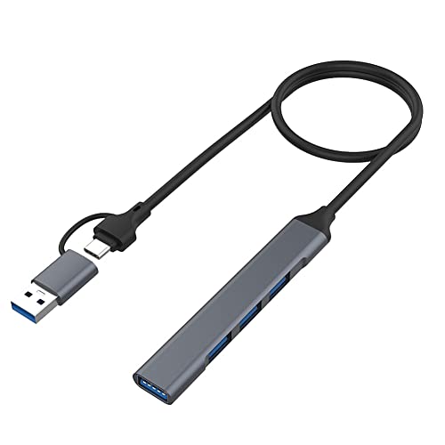 Oikabio 2-in-1-Hub (USB-C + USB-A) mit 4 Ports, USB 2.0 x 3 + USB 3.0 x 1, 5 Gbit/s, schnelle Übertragung, Slim Mini USB 3.0, USB-Splitter von Oikabio