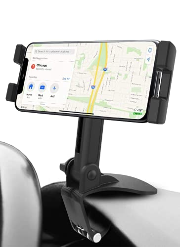Oilcan KFZ Clip Handyhalter Tablet Autohalterung, Armaturenbrett Sonnenblende Rückspiegel Auto Handy Halter mit Einstellbarer Federclip für iPhone 13 Pro Max, iPad, Galaxy, LG usw (4-12.9") von Oilcan
