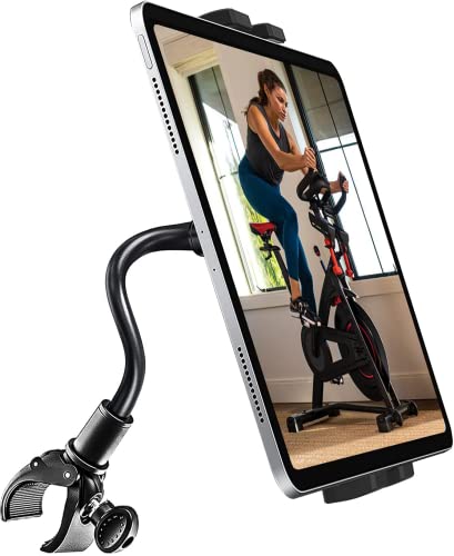 Oilcan Laufband Tablet Halter, Schwanenhals Lenker Handy Tablethalterungen für Fahrrad Spin Bike Crosstrainer Heimtrainer für iPad Pro Air Mini, iPhone, Samsung Tab, Lenovo, Huawei (4-12.9") von Oilcan