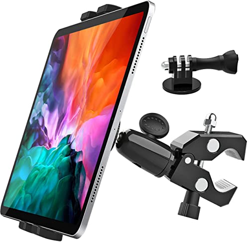 Oilcan Tablet Lenker Halterung mit Kamera Adapter 1/4", Mikrofon Spining Bike Laufband Fahrrad Lenker Ständer für iPad Mini Air Pro, iPhone, Galaxy (4-12.9") und Action Kamera Stativ Gopro usw von Oilcan