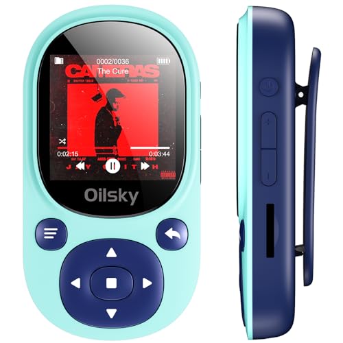 64GB MP3 Player mit Bluetooth, Oilsky Clip-on Mp3 Player für Sport, Mini tragbarer Musikplayer für Kinder mit FM Radio, Aufnahme, Schrittzähler, inklusive Ohrhörer von Oilsky