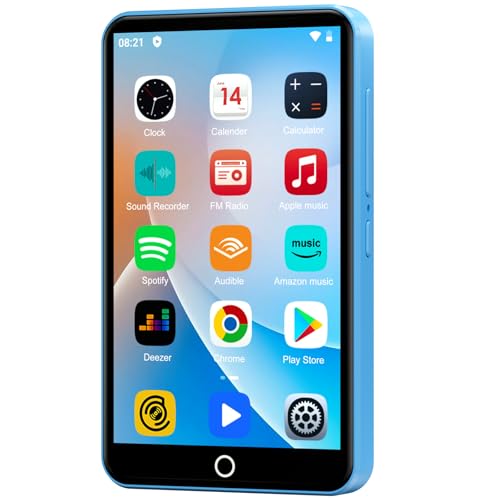 80GB MP3-Player mit Bluetooth und WLAN, MP3 & MP4 Musikplayer, Oilsky 4 Zoll 1080P Touchscreen-Videoplayer, tragbarer Android Spotify Player mit Play Store App (Blau) von Oilsky