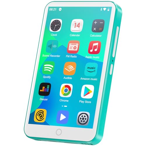 80GB MP3 Player mit Bluetooth und WiFi, Oilsky 4 Zoll 1080P Touchscreen Player, MP3 MP4 Musikplayer, Tragbarer Android Spotify Player mit Play Store App (Cyan) von Oilsky