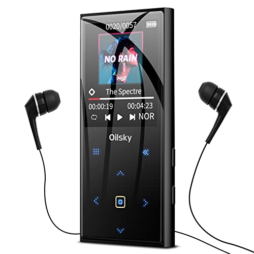 MP3-Player, Oilsky 32GB Musik-Player mit Bluetooth 5.0, HiFi Lossless Mp3 mit FM Radio, Touch-Taste, Lautsprecher,Voice Recorder für Sport, Laufen, erweiterbar bis zu 128GB Micro SD, Schwarz von Oilsky