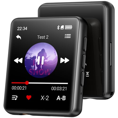 MP3-Player mit Bluetooth, 128GB Musik-Player, eingebauter Lautsprecher und FM-Radio, 1,8 Zoll Mini Touchscreen MP3 - perfekt für Kinder & Sport (schwarz) von Oilsky