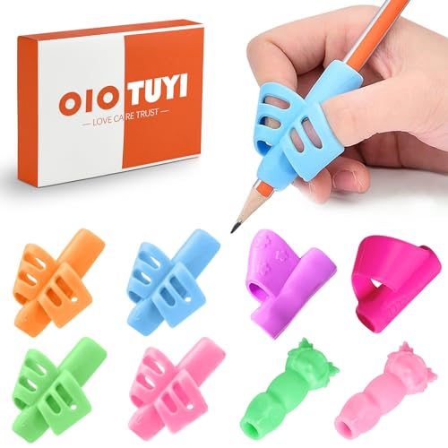 OioTuyi 8 Stück Ergonomische Schreibhilfen für Kinder, Stifthalter zur Haltungskorrektur, Geeignet für Links- und Rechtshänder, Ideal für Schreiblernhilfe OioTuyi 8 Stück Ergonomische Schreibhilfen für Kinder, Stifthalter zur Haltungskorrektur, Geeignet für Links- und Rechtshänder, Ideal für Schreiblernhilfe von OioTuyi
