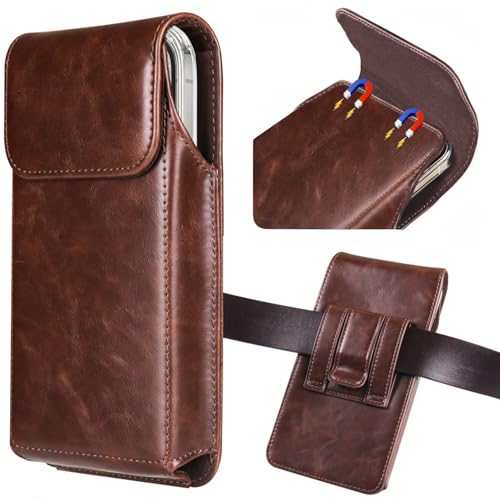 Phone Holster für Herren mit Gürtelclip, Leder Gürteltasche Tasche für iPhone 16 Pro Max 16 Plus 15 Pro Max 15 Plus 14 Pro Max 13 Pro Max 12 Pro Max 11 Pro Max XS Max, Galaxy S24 S23 Plus, Kaffee Groß von Oipaili
