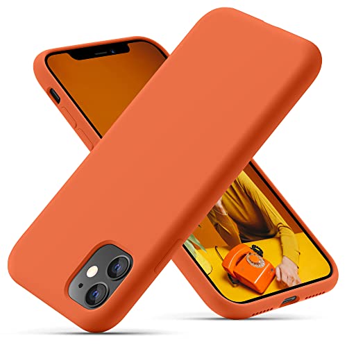 OitiYaa Silikonhülle Entwickelt für iPhone 11 Hülle, Ultradünne Stoßfeste Schutzhülle aus Flüssigsilikon mit weichem, kratzfestem Mikrofaserfutter, 6,1 Zoll, Kumquat-Orange von OitiYaa