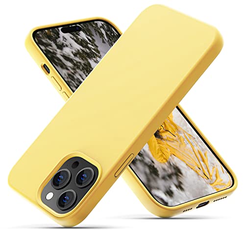 OitiYaa Silikonhülle Entwickelt für iPhone 14 Pro Max Hülle, Ultradünne Stoßfeste Schutzhülle aus Flüssigsilikon mit weichem, kratzfestem Mikrofaserfutter, 6,7 Zoll, Gelb von OitiYaa