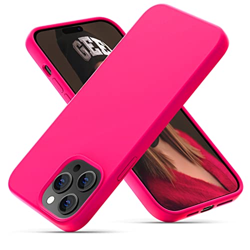 OitiYaa Silikonhülle Entwickelt für iPhone 14 Pro Max Hülle, Ultradünne Stoßfeste Schutzhülle aus Flüssigsilikon mit weichem, kratzfestem Mikrofaserfutter, 6,7 Zoll, Heißes Rosa von OitiYaa