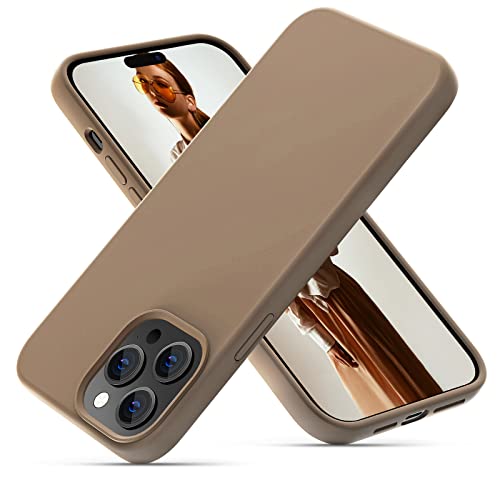 OitiYaa Silikonhülle Entwickelt für iPhone 14 Pro Max Hülle, Ultradünne Stoßfeste Schutzhülle aus Flüssigsilikon mit weichem, kratzfestem Mikrofaserfutter, 6,7 Zoll, Hellbraun von OitiYaa