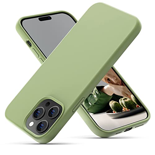 OitiYaa Silikonhülle Entwickelt für iPhone 14 Pro Max Hülle, Ultradünne Stoßfeste Schutzhülle aus Flüssigsilikon mit weichem, kratzfestem Mikrofaserfutter, 6,7 Zoll, Matcha-Grün von OitiYaa