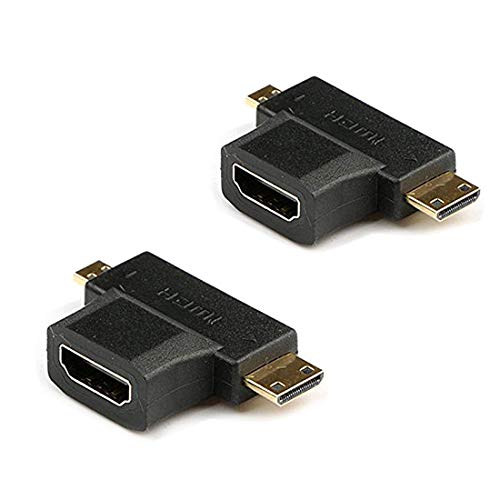 Oiyagai 2 Stück 2-in-1 Mini HDMI und Micro HDMI Stecker auf HDMI Buchse Adapter vergoldet für Smartphones, Tablets und Kameras etc. Oiyagai 2 Stück 2-in-1 Mini HDMI und Micro HDMI Stecker auf HDMI Buchse Adapter vergoldet für Smartphones, Tablets und Kameras etc. von Oiyagai