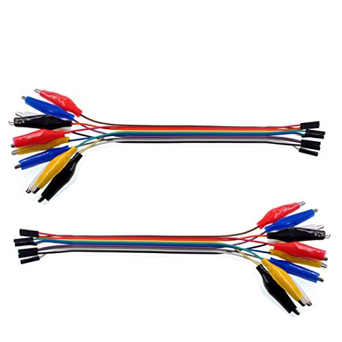 Oiyagai 2 in 1 Alligatorclip zu DuPont Wire 10pin 20cm Female, Krokodilclip zu Jumper Wire Female für Messleitung Arduino / Raspberry Pi / Orange Pi von Oiyagai