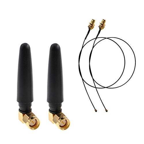 Oiyagai 2 x 2,4 GHz WiFi-Antenne, 2,5 dBi, SMA-Stecker (Pin), Stecker mit Mini-PCI U.FL auf SMA-Buchse, WLAN-Pigtail, RF1.13, 15 cm Kabel. von Oiyagai