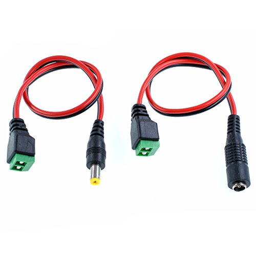 Oiyagai 5 Paar Stecker & Buchse DC Power Pigtail 22 AWG 5 A Kabel mit Terminal Aktualisiert Jack-Buchse 2,1 mm 5,5 mm Stecker für Home Security Überwachungskamera und Party Beleuchtung von Oiyagai