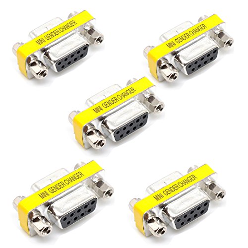 Oiyagai 5 Stück 9-poliger RS-232 DB9 Seriell Kabel Gender Changer Kupplungsadapter (Buchse auf Buchse) von Oiyagai