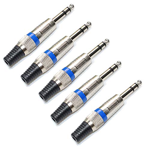 Oiyagai 5Pcs 1/4 "TRS-Stecker Jack Phono 6,35 mm Gitarrenmikrofon Kopfhörer Doppelkanal von Oiyagai