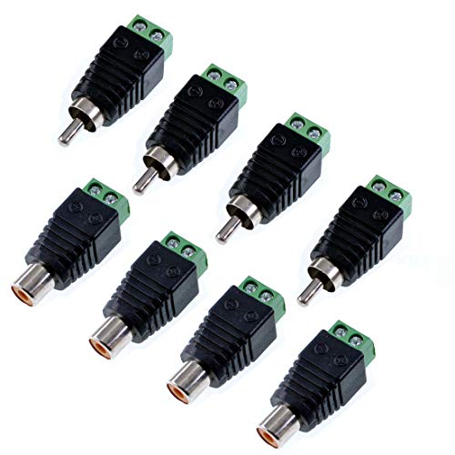 Oiyagai 8 x Lautsprecher-Cinch-Kabel auf AV-Phono-Stecker, Buchse, Cinch-Kabel, Stecker-Adapter (4 x Stecker + 4 x Buchse). von Oiyagai