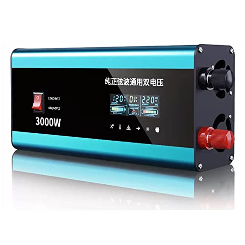 Autokraftwechselrichter 3000W, 4500W, 6000W, 8000W, 10000W Peak DC 12V24V, 48v60v bis AC 230 V Converter Universal Sockets, mit intelligentem Digital -Display -Bildschirm für Caravan,3000W-12V24V von Oiyekntd