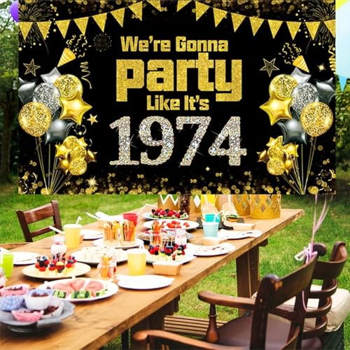 Vintage-Partybanner im Stil der 70er: Perfekt für Veranstaltungen im Innen- und Außenbereich mit diesem Vinyl-Hintergrund im Vintage-Stil von 1974300x200cm von OkGoooDYY