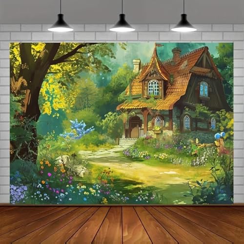 Vinyl mit magischem Märchenmotiv, perfekt als Partydekoration und als Foto-Requisite für unvergessliche Geburtstagsparty-Banner.300x200cm von OkGoooDYY
