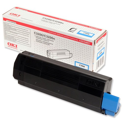 OKI 43034807 Toner Cartridge Tonerpatrone Ciano/Farbe: Cyan/Kapazität ca. 1.500 Seiten/für C3200/ von Oki