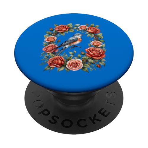 Scherenschwanz-Fliegenfänger umgeben von roten Rosen PopSockets Klebender PopGrip von Oklahoma Territory Symbols Gifts & Tees taiche