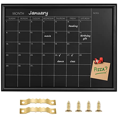 Okydody Kalende Kreidetafel, 27 x 37 cm, magnetische Oberfläche schwarz gerahmte Tafel, verwendet für Planung/Schulpläne/Memos, hängende Tafel für Büro, Schule und zu Hause (YLHB-BK-2737) DE von Okydoky