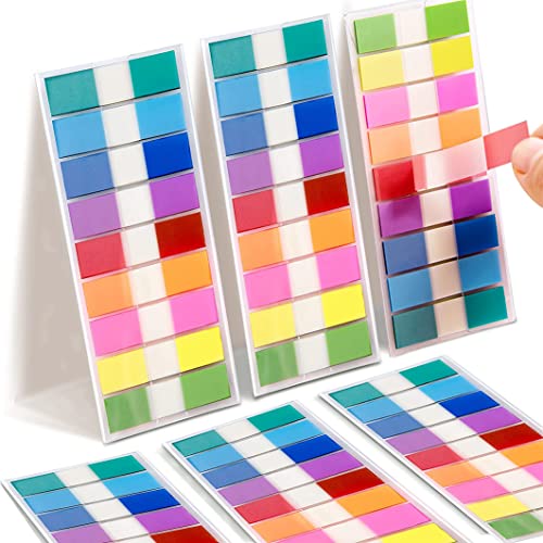 Okydoky 1080 Stück Haftstreifen(9 Farben,44 x 11 mm) 6er Pack Eschreibbare Klebezettel Haftmarker, Textstreifen Page Marker, Haftnotizen Index Tabs für Seitenmarkierungm, Sticky Notes(6p.DE) von Okydoky