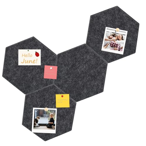 Okydoky Filz Pinnwand Selbstklebend, 19x22 cm, 4 Stück DIY Hexagon-Memoboard zum, Korkbrett, Filz-Pinnwände für Büro,Home,Schlafzimmer,Wanddekoration(DU GY-1922, 4pc).DE von Okydoky