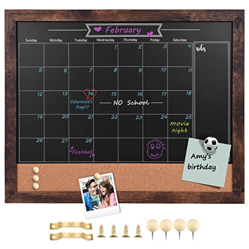 Okydoky Magnetische Tafel, Kalender und Pinnwand, 34 x 42 cm, Kombination aus Kreidetafel und Pinnwand, rustikale gerahmte Tafel/Kalender/Kork-Kombinationstafel(ZHHB-BN-3442).DE von Okydoky