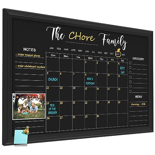 Okydoky Magnetisches Kreidetafeln Kalender mit Familiennamen, 60 x 90 cm Trocken Abwischbarer Blackboard, Monatsplanungen und Familienplaner(Family-HB-6090).DE von Okydoky