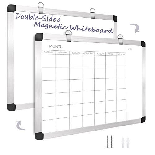 Okydoky abwischbarer Whiteboard-Mondkalender,Doppelseitige magnetische Oberfläche White Board für Wände, Büros/Schulen/Häuser, Aluminiumrahmen 30 x40 cm (YL-Aluminium-3040-A). DE von Okydoky