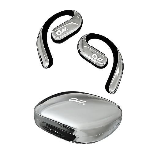 Oladance OWS Pro Open Ear Bluetooth Kopfhörer mit Multipoint-Verbindung, bis zu 58 Stunden Wiedergabezeit, inklusive Ladehülle, kompatibel mit Android & iPhone, hochwertige 23 * 10mm Treiber Silber von Oladance