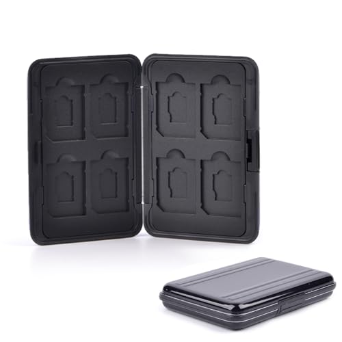 Olakin Schutzhülle für Speicherkarten mit 16 Kartenfächern, Tragetasche SD Karten Case Box für 8 SD und 8 TF Karten, Wasserdicht Schutzhülle, für Micro SD SDXC SDHC SD SDXC (Schwarz) von Olakin