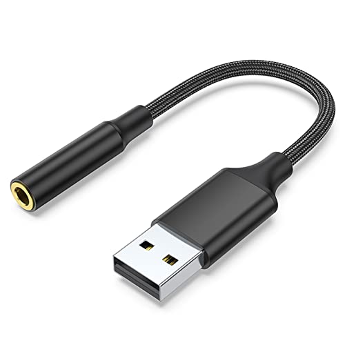 Olakin USB auf 3,5mm Klinke Audio Adapter, TRRS Buchse (Audio und Mikrofon) USB Soundkarte für Laptop, PS4, Headset, Mikrofon, Laptop, PC, Kompatibel mit Windows, Mac, Linux von Olakin