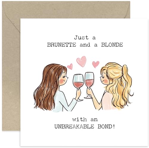 Besondere Freundschaftskarte für Bestie – Geburtstagskarte für beste Freundin – Brünette und eine Blondine – BFF, Kollegen, Schwester – Thinking of You – Innenseite unbeschriftet mit Umschlag Besondere Freundschaftskarte für Bestie – Geburtstagskarte für beste Freundin – Brünette und eine Blondine – BFF, Kollegen, Schwester – Thinking of You – Innenseite unbeschriftet mit Umschlag von Old English Company