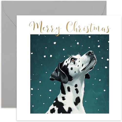 Dalmatiner-Weihnachtskarte für Männer und Frauen, Weihnachtsgeschenke für Haustierbesitzer vom Hund, schönes festliches Kunstwerk, Andenken für Ehemann, Ehefrau, Mutter, Vater, leere Innenseite mit Dalmatiner-Weihnachtskarte für Männer und Frauen, Weihnachtsgeschenke für Haustierbesitzer vom Hund, schönes festliches Kunstwerk, Andenken für Ehemann, Ehefrau, Mutter, Vater, leere Innenseite mit von Old English Company