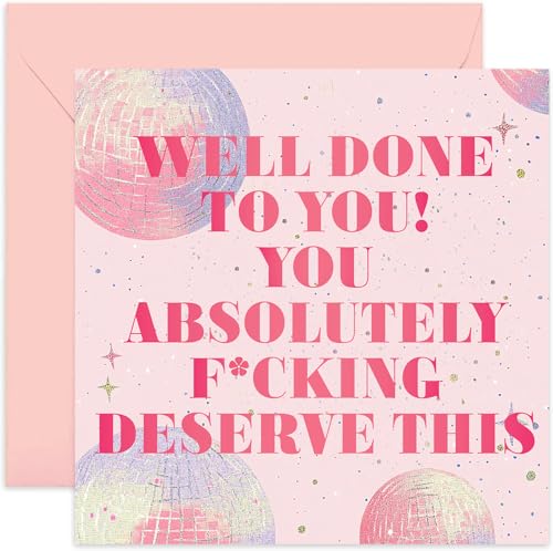 Glückwunschkarten für Schwester, Tochter, beste Freundin, Kollegin – "You Absolutely Deserve This" rosa Discokugel-Design – weiblicher neuer Job, gut gemacht, Promotion, Abschlussgeschenke für Frauen Glückwunschkarten für Schwester, Tochter, beste Freundin, Kollegin – "You Absolutely Deserve This" rosa Discokugel-Design – weiblicher neuer Job, gut gemacht, Promotion, Abschlussgeschenke für Frauen von Old English Company