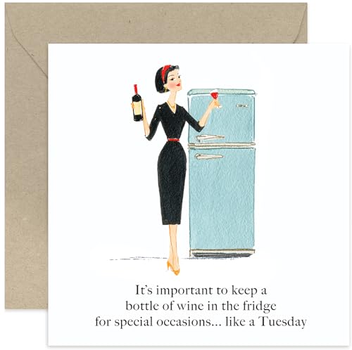Humorvolle Geburtstagskarte für weibliche Freunde, Aufschrift "Keep Wine In The Fridge", Geschenk für sie, einfach so, unhöfliche und freche Grußkarten für Frauen, innen blanko, mit Umschlag Humorvolle Geburtstagskarte für weibliche Freunde, Aufschrift "Keep Wine In The Fridge", Geschenk für sie, einfach so, unhöfliche und freche Grußkarten für Frauen, innen blanko, mit Umschlag von Old English Company