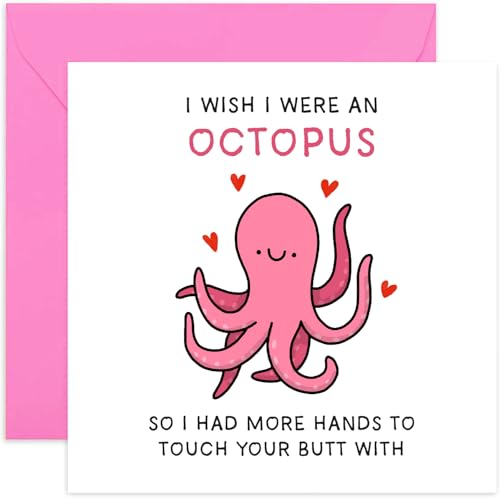 Lustige Geburtstagskarte für Freundin, Freund, Valentinstagsgeschenk für ihn, Ehemann, Ehefrau, Jahrestagskarten, "Wish I Were An Octopus", innen unbeschriftet Lustige Geburtstagskarte für Freundin, Freund, Valentinstagsgeschenk für ihn, Ehemann, Ehefrau, Jahrestagskarten, "Wish I Were An Octopus", innen unbeschriftet von Old English Company