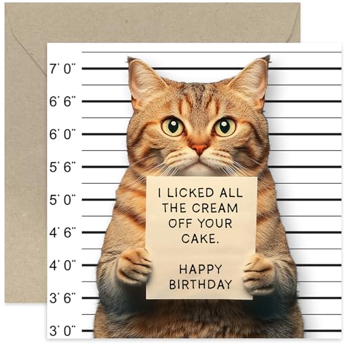 Lustige Geburtstagskarten für Frauen und Männer, Katzen-Design "Licked all The Cream", humorvolles Geburtstagsgeschenk für Sie und Ihn, Katzen-Design, für Mutter, Ehefrau, Freundin, Schwester, Tante Lustige Geburtstagskarten für Frauen und Männer, Katzen-Design "Licked all The Cream", humorvolles Geburtstagsgeschenk für Sie und Ihn, Katzen-Design, für Mutter, Ehefrau, Freundin, Schwester, Tante von Old English Company