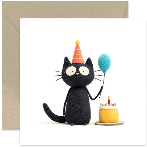 Lustige Geburtstagskarten für Männer, Frauen, Kinder, Filzkatze mit Ballon und Kuchen, charmante humorvolle Geburtstagsgeschenke für Familie und Freunde, Kollegen, Bruder, Vater, innen blanko, mit Lustige Geburtstagskarten für Männer, Frauen, Kinder, Filzkatze mit Ballon und Kuchen, charmante humorvolle Geburtstagsgeschenke für Familie und Freunde, Kollegen, Bruder, Vater, innen blanko, mit von Old English Company